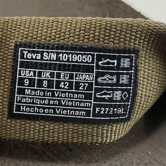 Teva Voya Canvas Flip Flops Mens Size 9 Olive Green Sandals Beach Pool Comfort - Picture 8 of 9